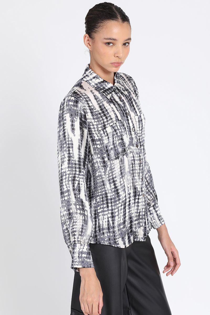 Camisa Satin Estampado Tie Dye, Gris Liola-2