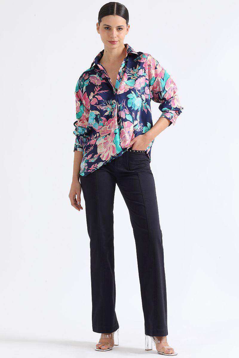 Blusa Estampado Floral, Azul Liola-1