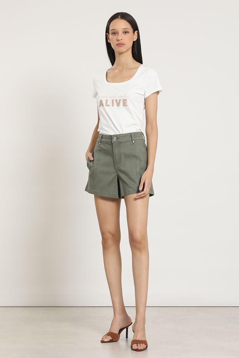 Polera estampado, aplicacion strass, crudo Liola-1