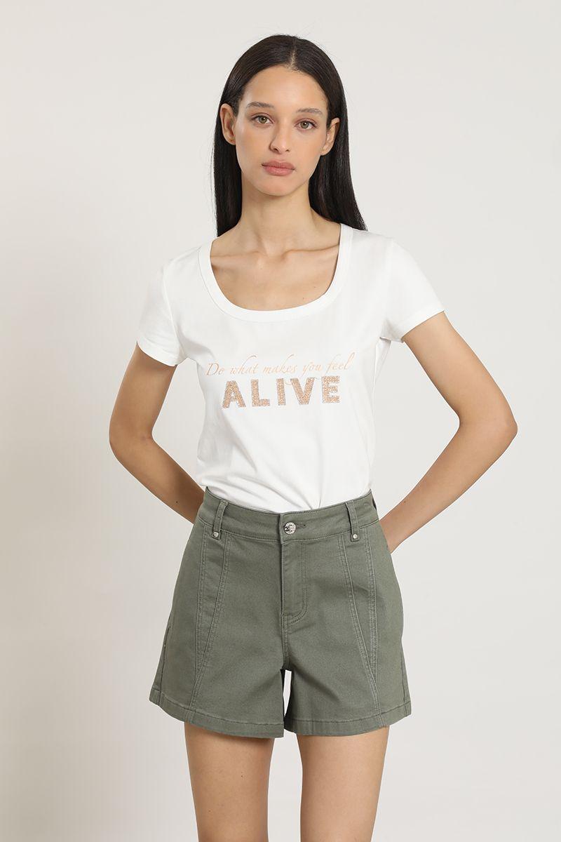 Polera estampado, aplicacion strass, crudo Liola-3