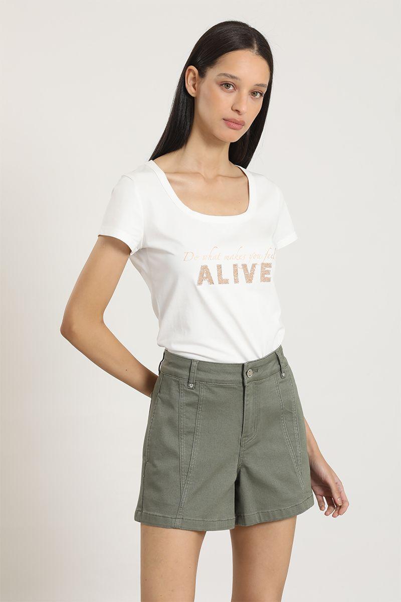 Polera estampado, aplicacion strass, crudo Liola-4