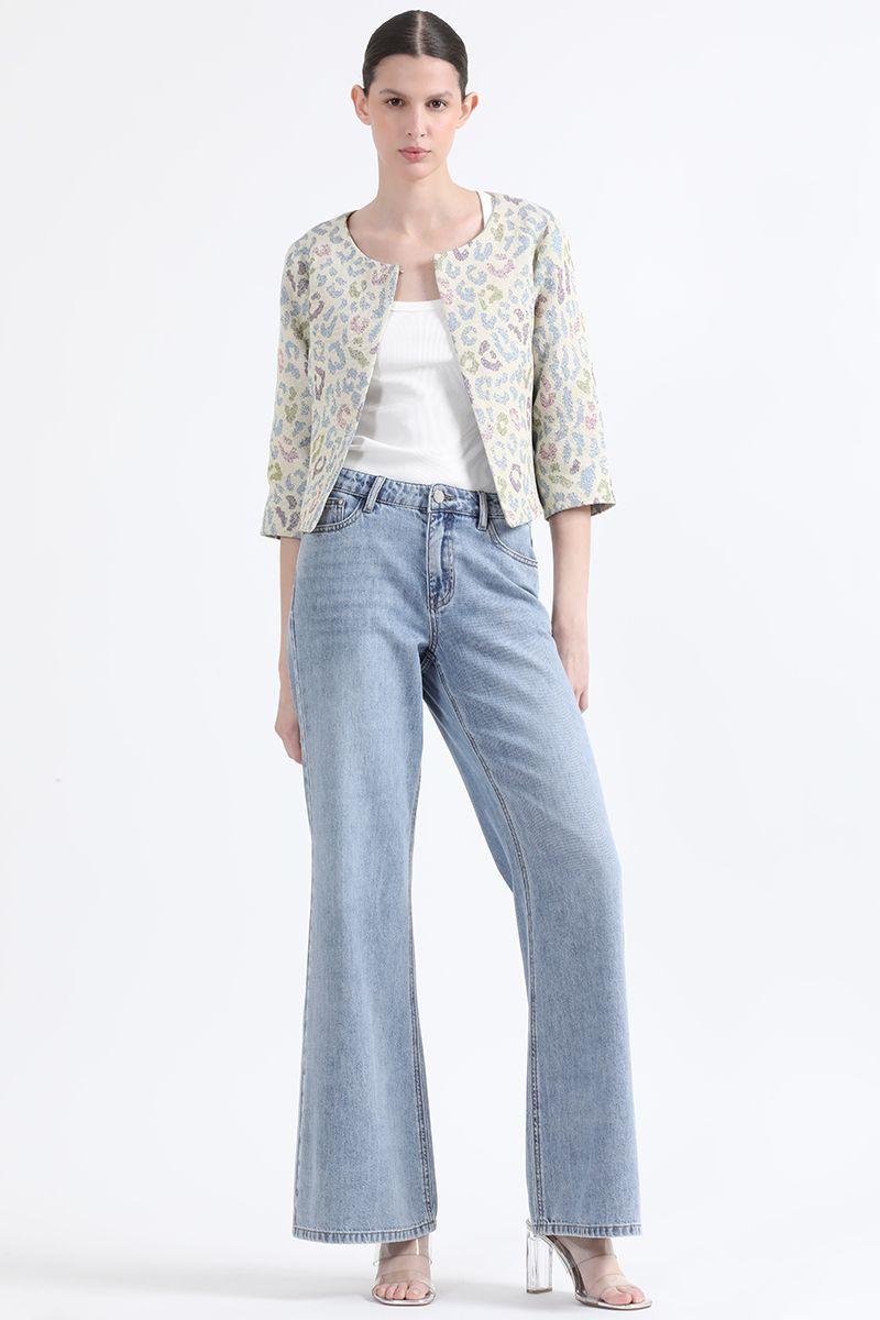 Chaqueta Cropped Brocato Fantasia, Crudo, Liola-1