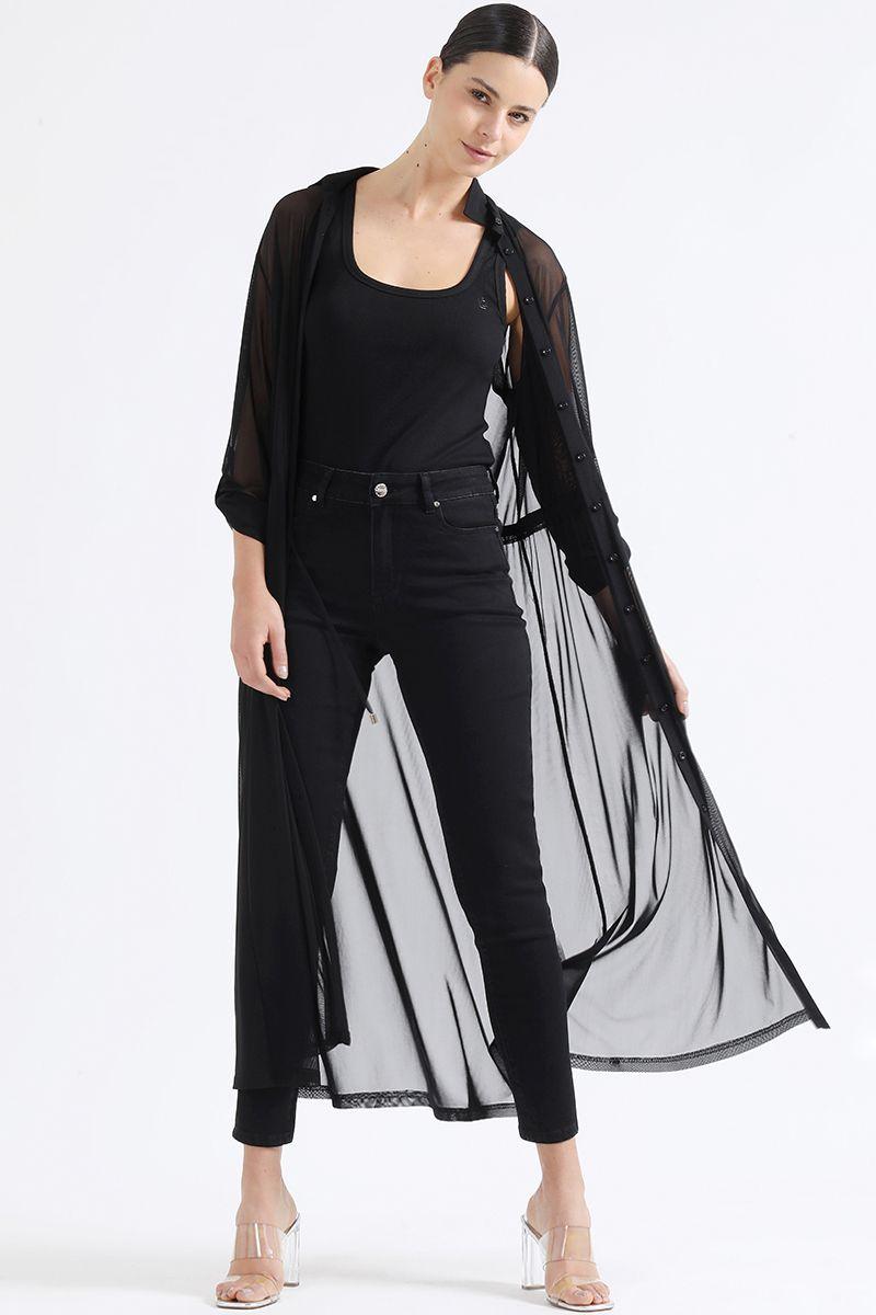Tapado Malla Semi Transparente, Negro Liola-2