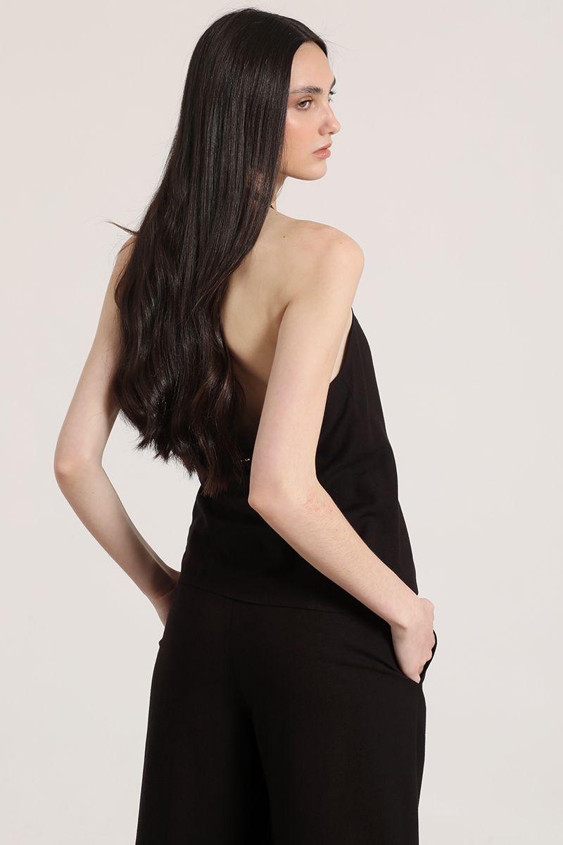 Top halter lino Liola mujer negro-2