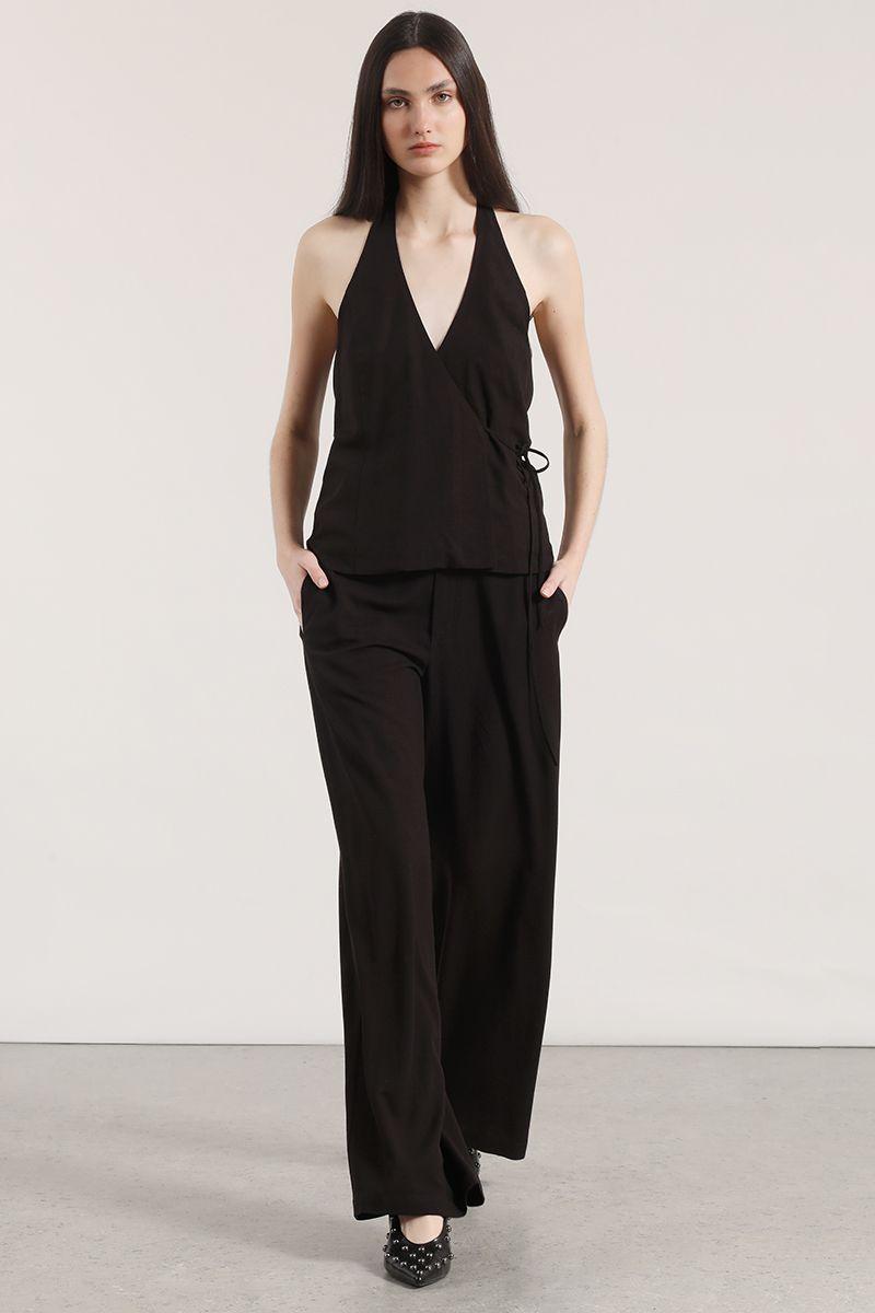 Top halter lino Liola mujer negro-3