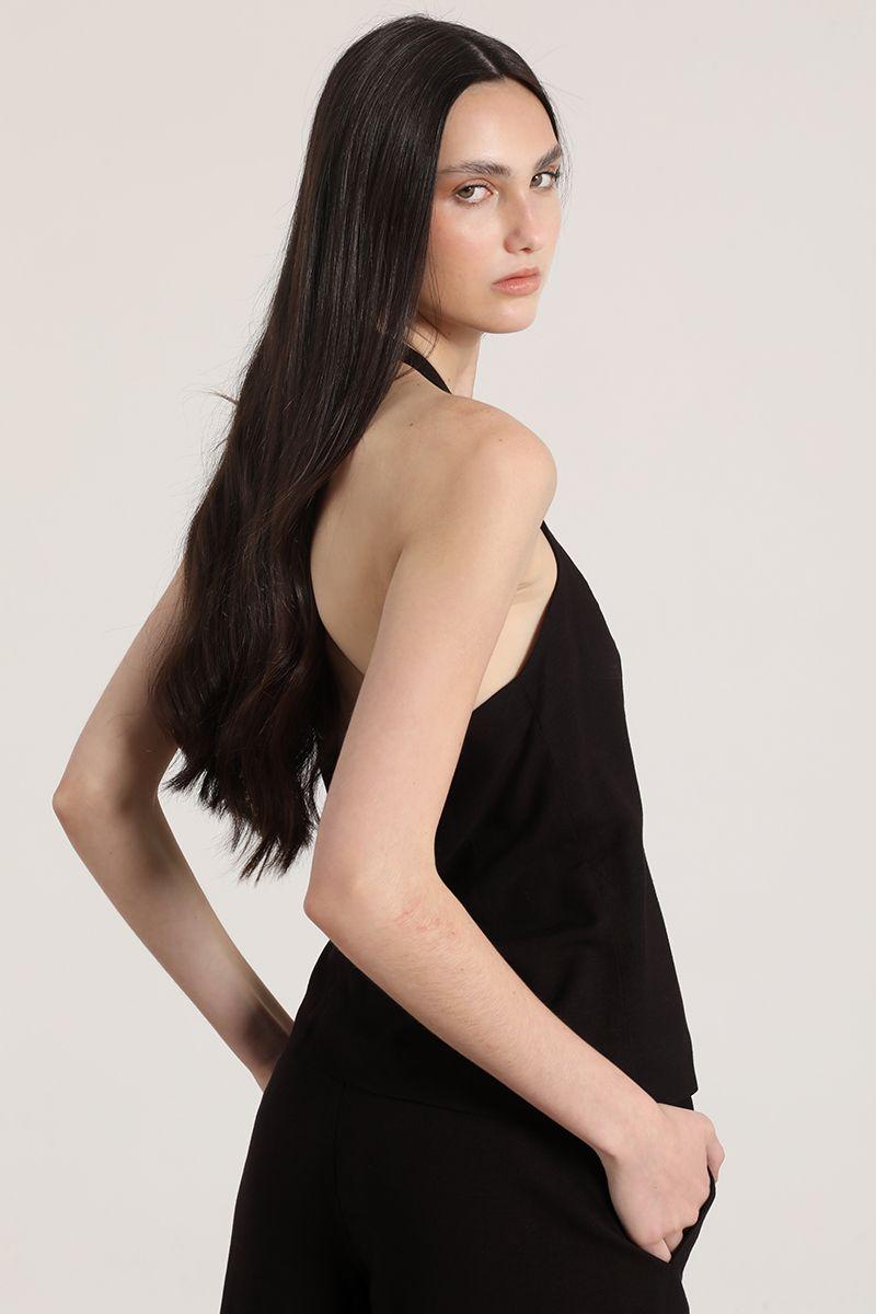 Top halter lino Liola mujer negro-4