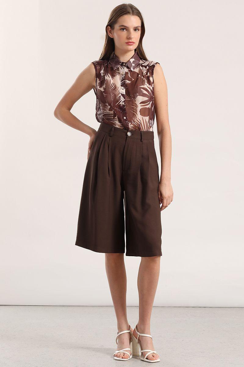 Bermuda con pliegue mujer Liola chocolate-0