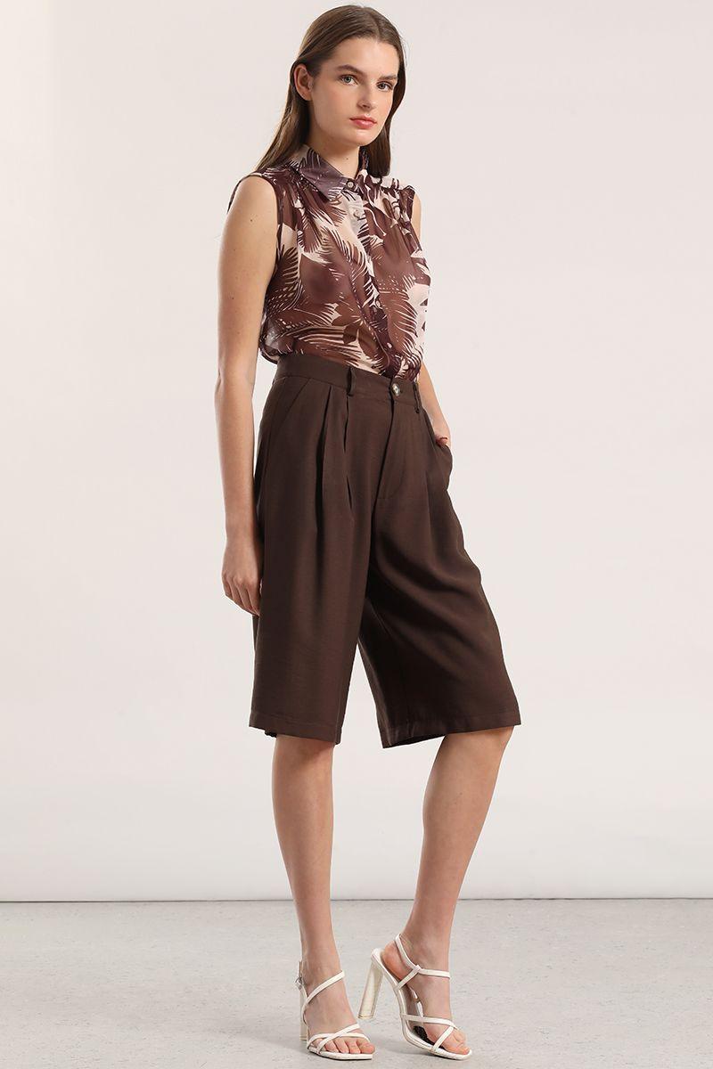 Bermuda con pliegue mujer Liola chocolate-1