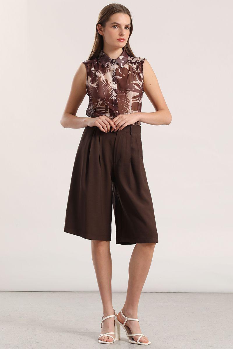 Bermuda con pliegue mujer Liola chocolate-2