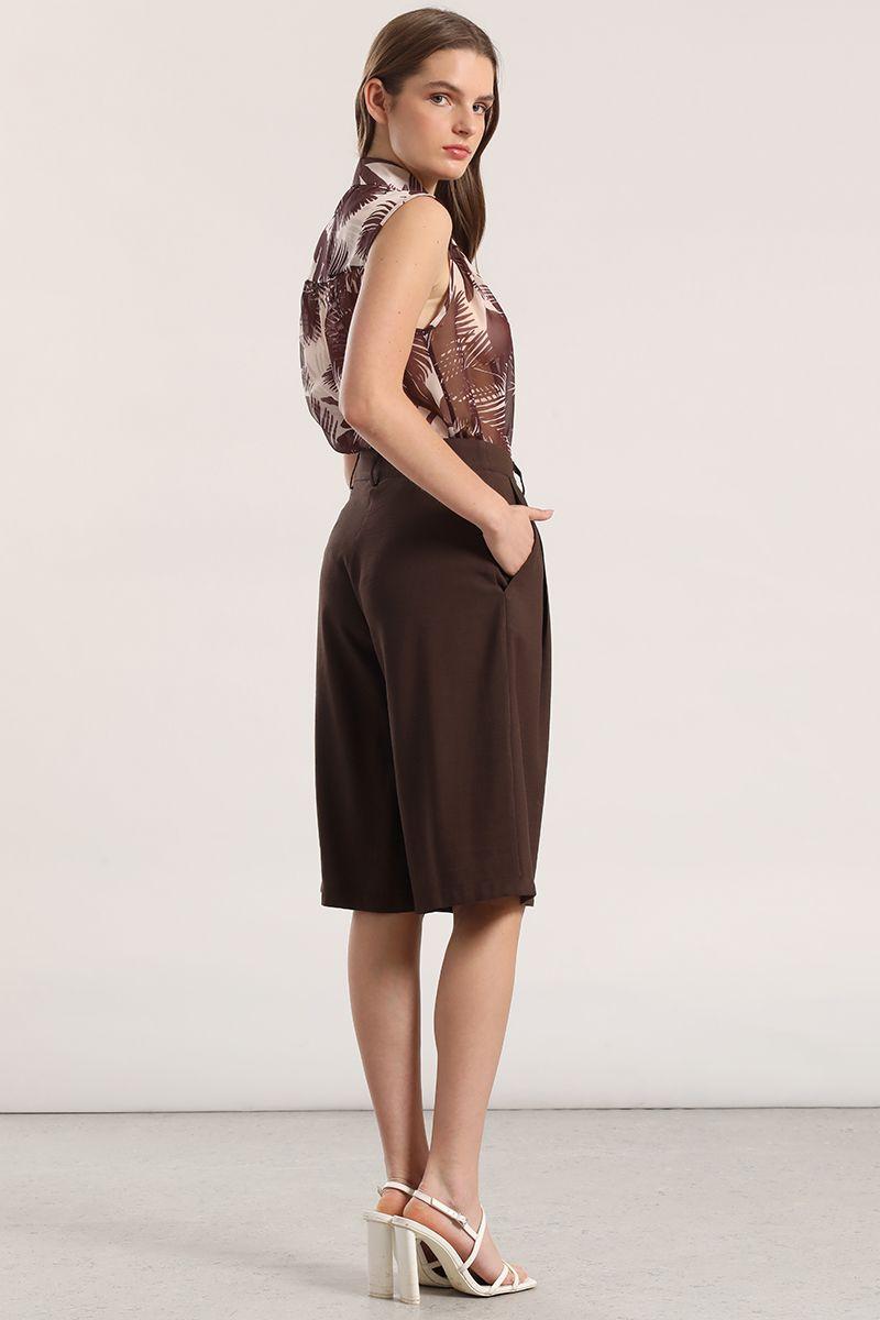 Bermuda con pliegue mujer Liola chocolate-4