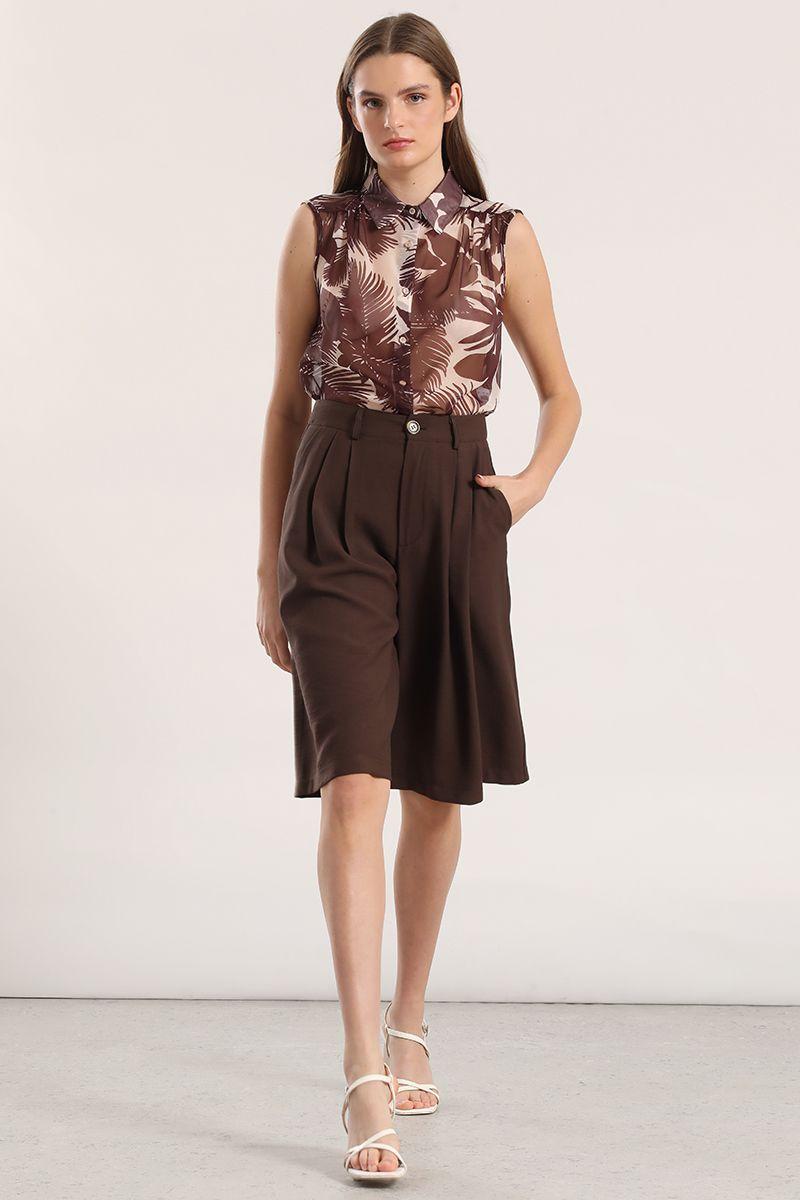 Bermuda con pliegue mujer Liola chocolate-5