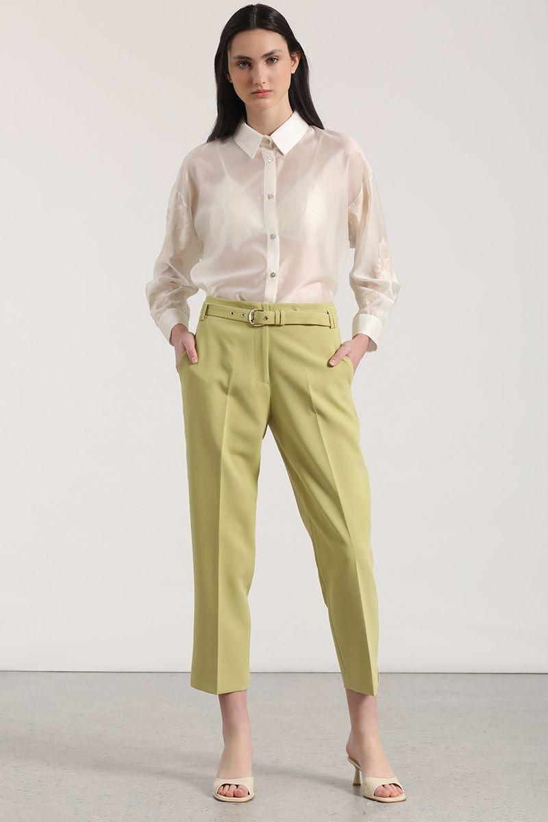 Pantalón sastre con cinturón Liola mujer pistacho-0