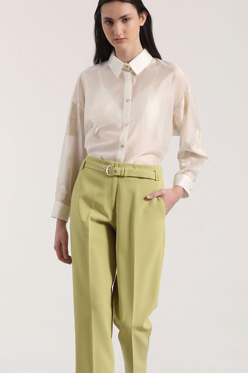 Pantalón sastre con cinturón Liola mujer pistacho-1