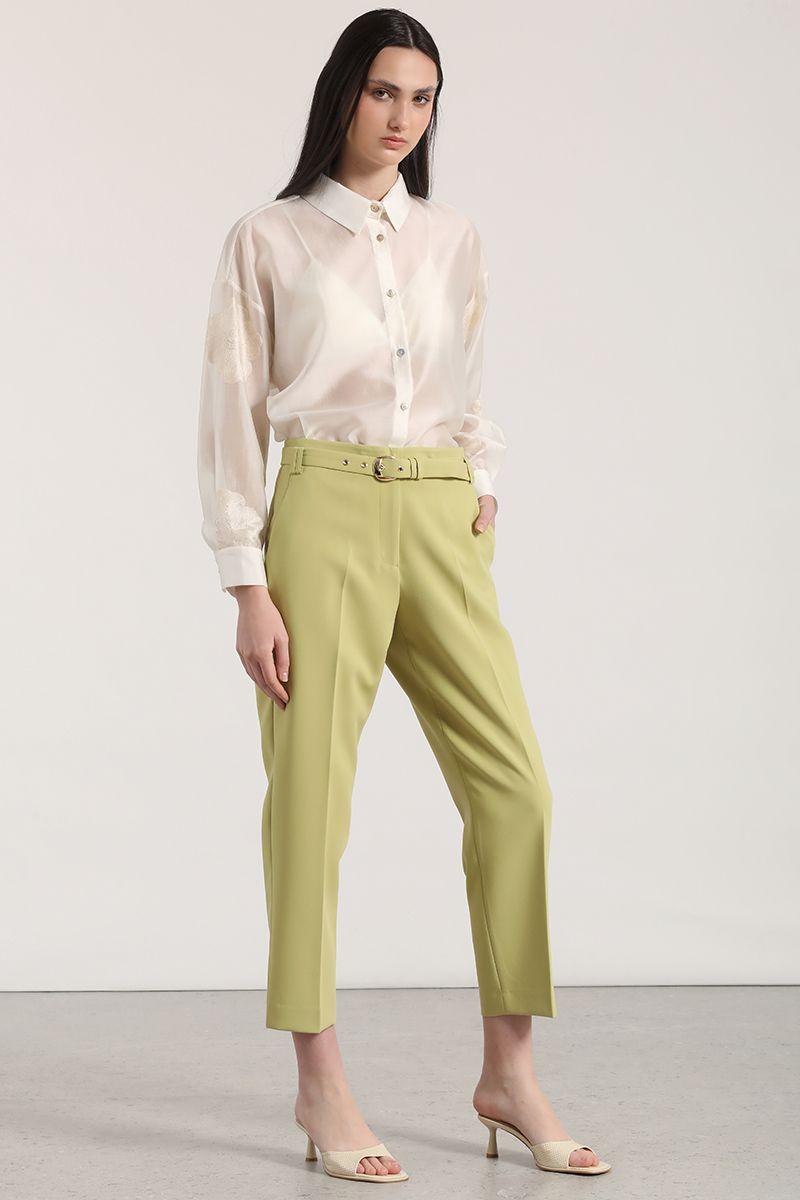 Pantalón sastre con cinturón Liola mujer pistacho-4