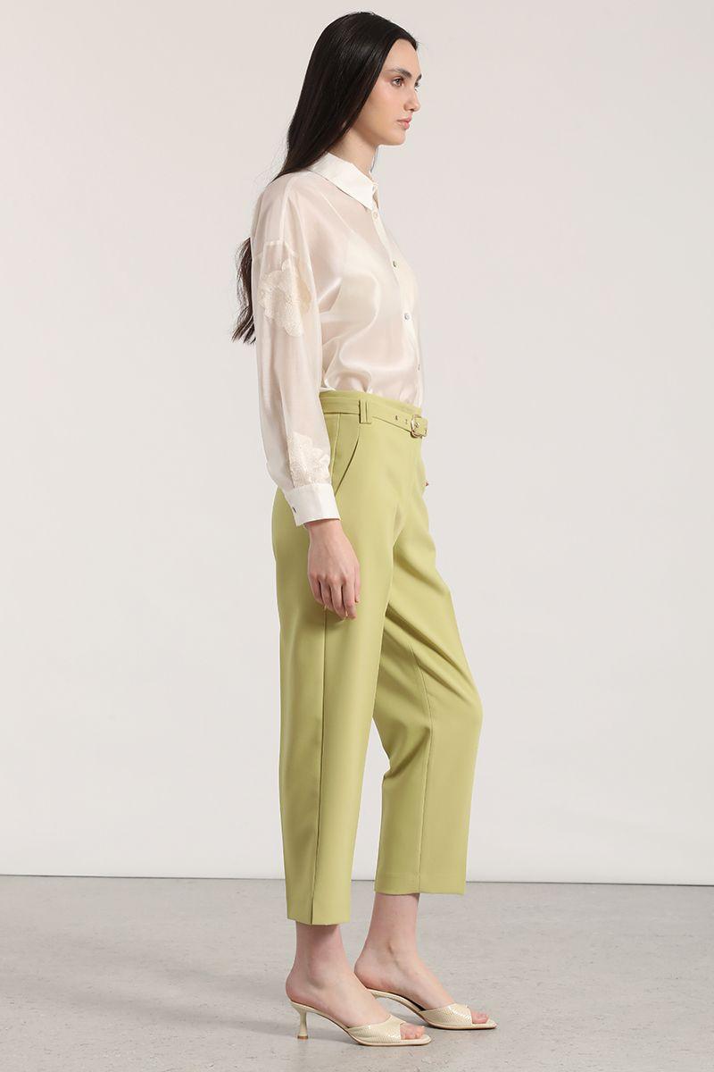 Pantalón sastre con cinturón Liola mujer pistacho-5