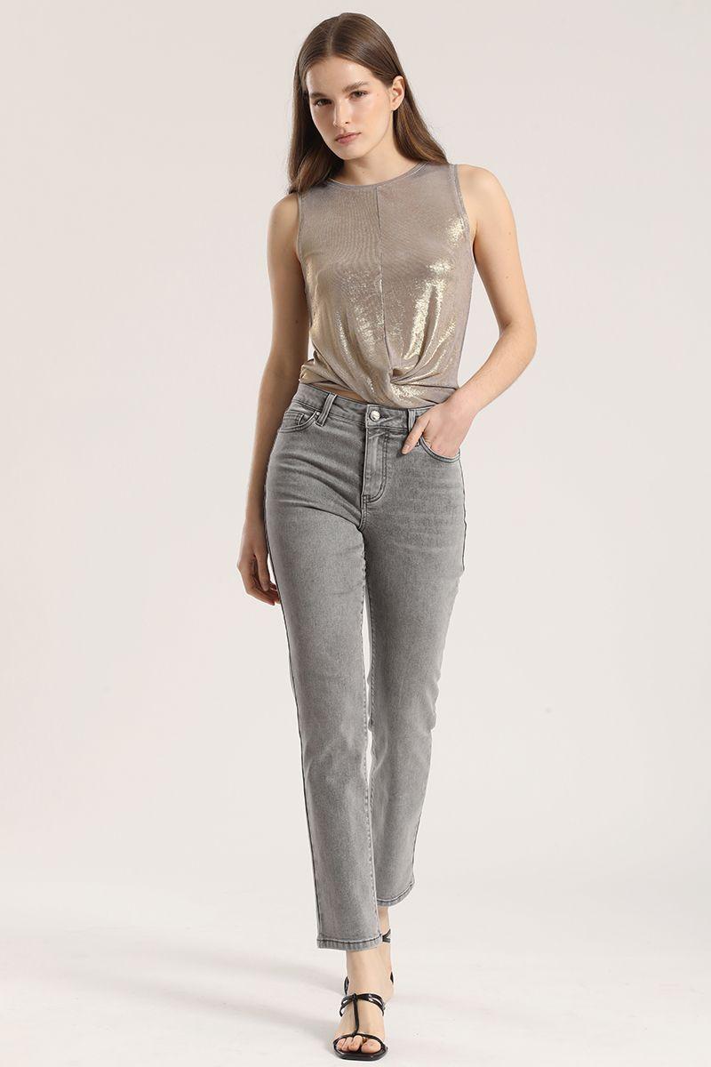 Jeans slim strass Liola mujer gris-0