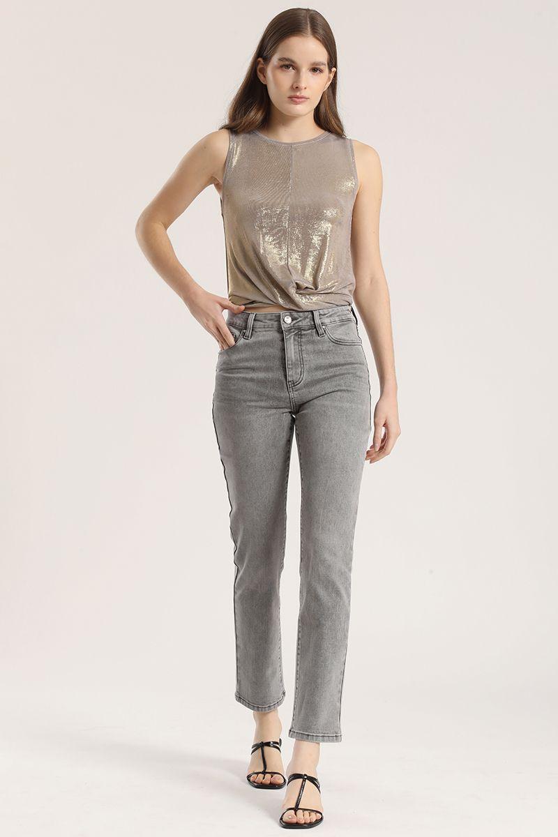 Jeans slim strass Liola mujer gris-3