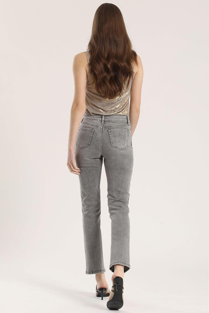 Jeans slim strass Liola mujer gris-5