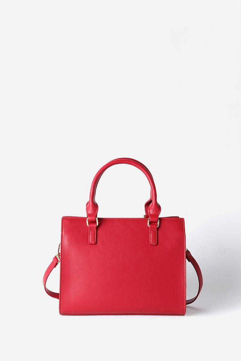Cartera Con Herraje Metal, Efecto Cuero, Rojo Liola-2