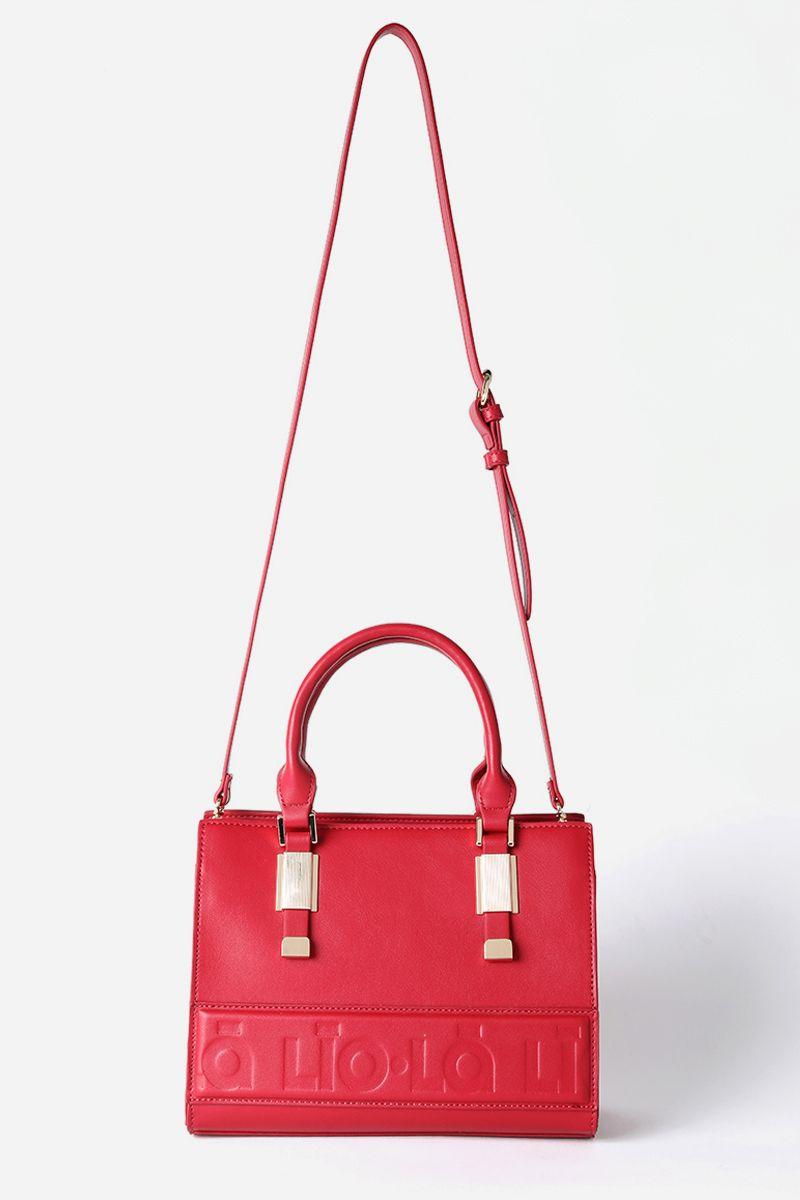 Cartera Con Herraje Metal, Efecto Cuero, Rojo Liola-3