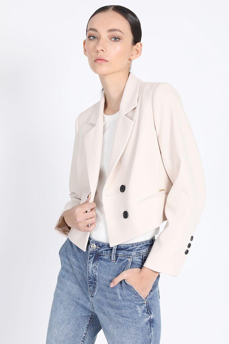 Blazer Cropped Cruzado, Crudo Liola-2