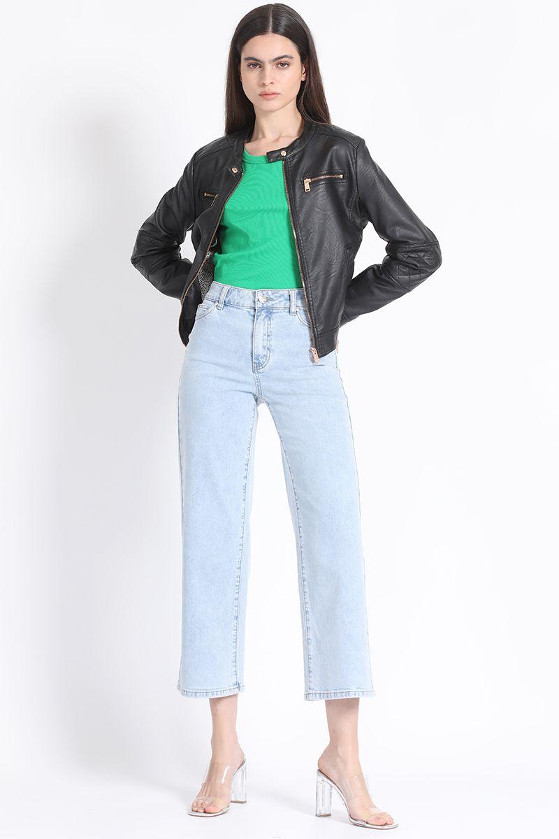 Chaqueta Efecto Piel Negro Metalizado Liola-1