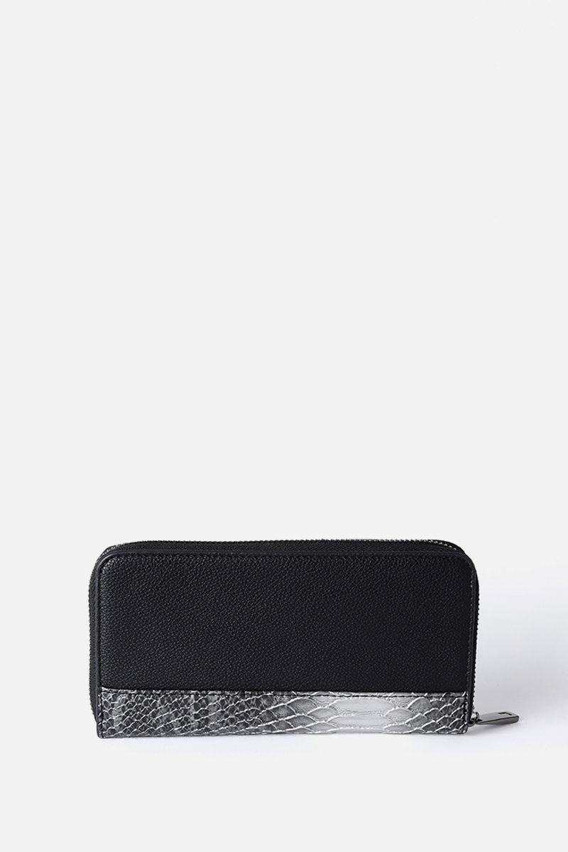 Billetera Grande, Piton, Efecto Cuero, Negro Liola-3