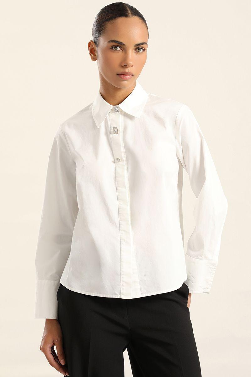 Camisa Algodon, Boton Joya, Crudo Liola-0