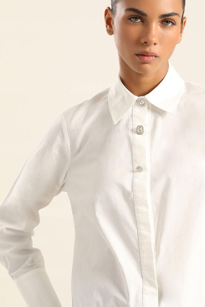 Camisa Algodon, Boton Joya, Crudo Liola-2