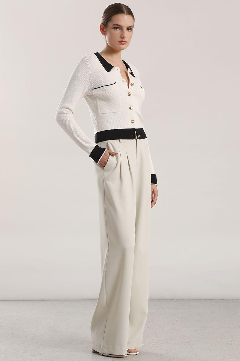 Chaqueta punto contratono mujer Liola crudo-3