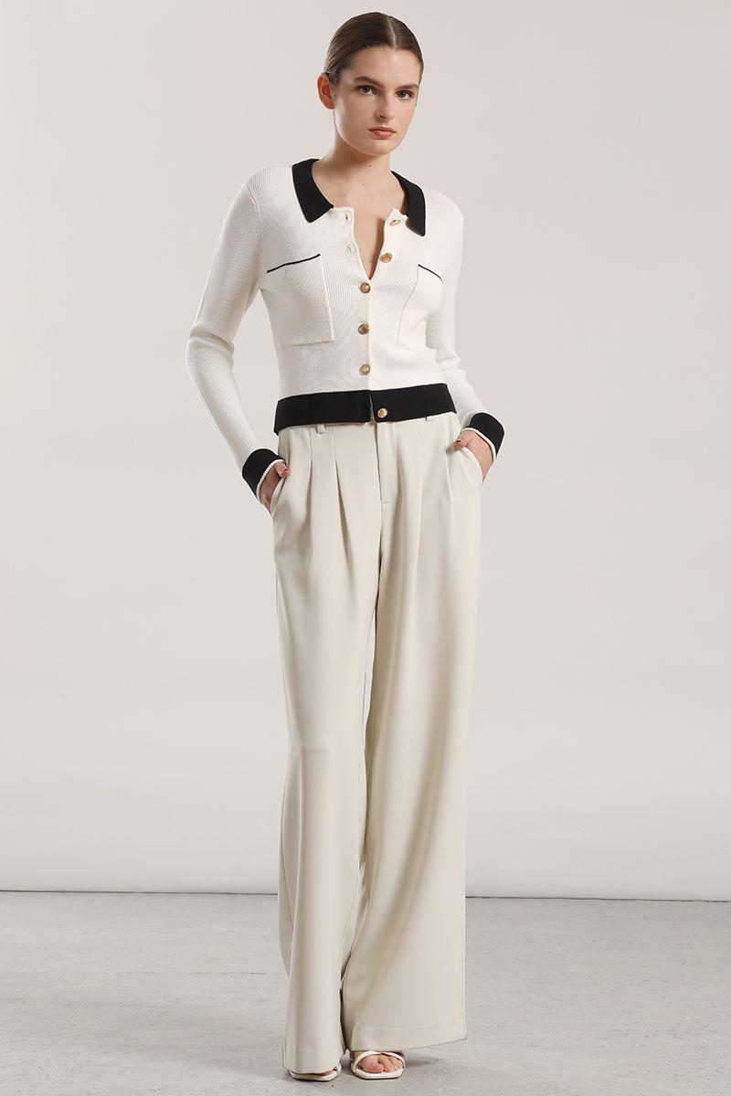 Chaqueta punto contratono mujer Liola crudo-5