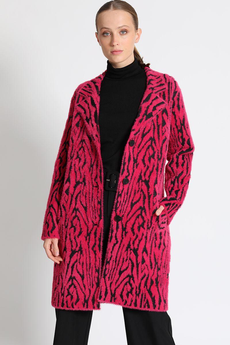 Abrigo Recto Cebra Negro Fucsia Liola-0