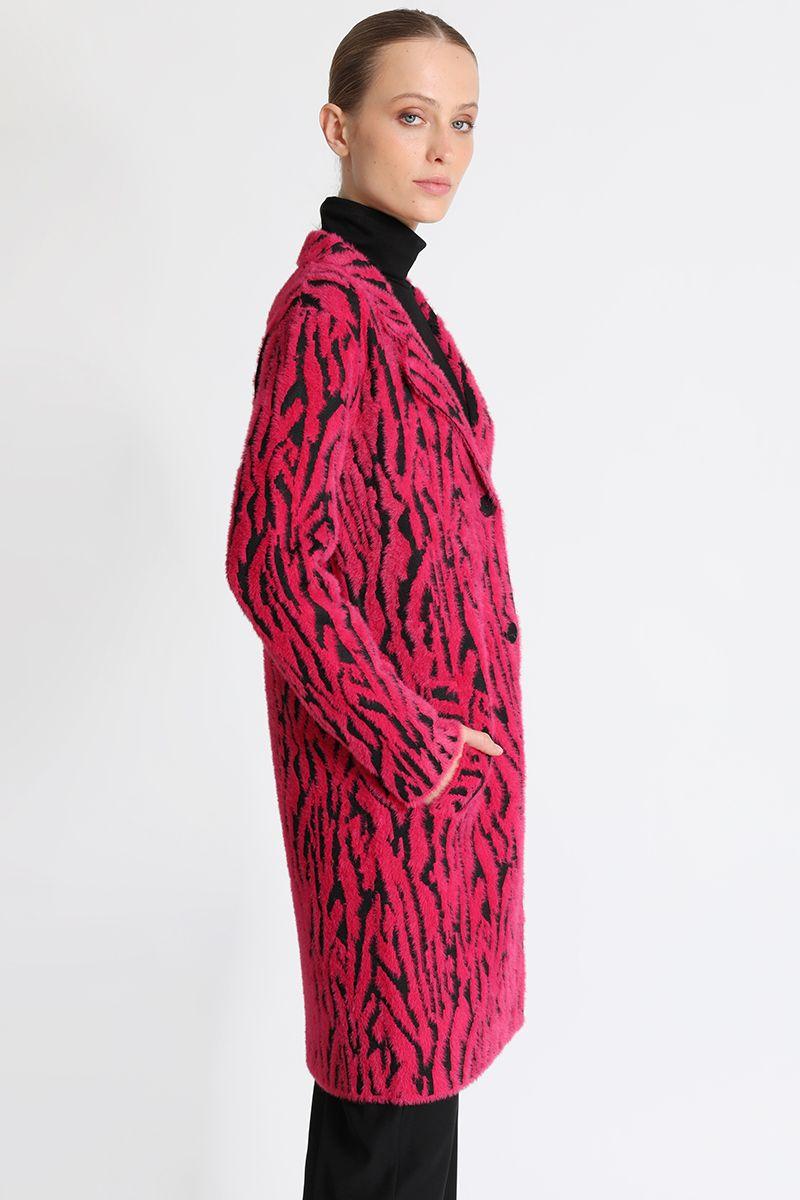 Abrigo Recto Cebra Negro Fucsia Liola-1