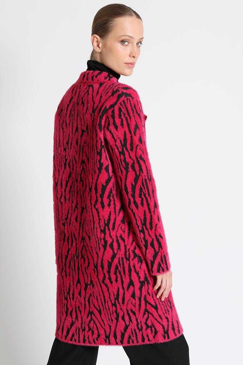 Abrigo Recto Cebra Negro Fucsia Liola-2