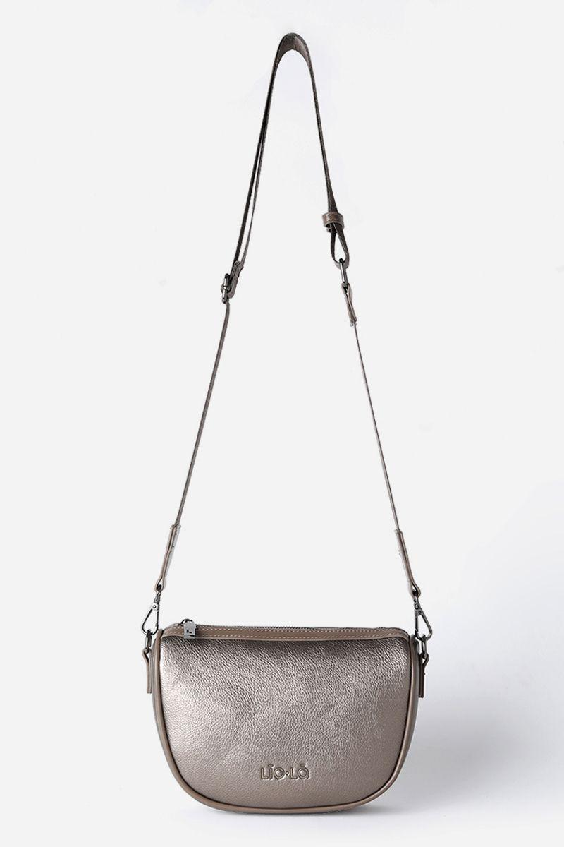 Cartera Metalizada Efecto Cuero Granulado, Beige Liola-3