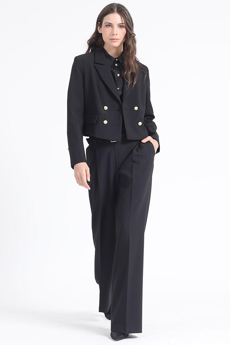 Chaqueta Crop Cruzada,Negro Liola-1