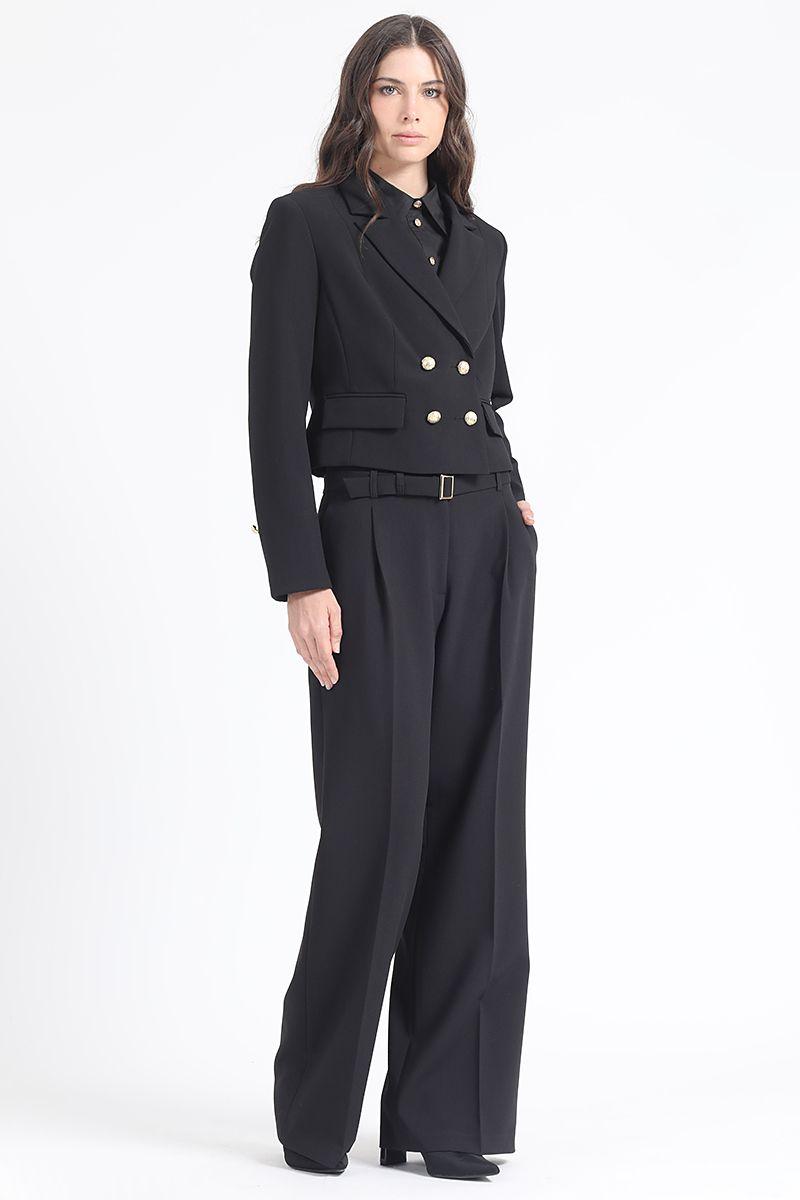 Chaqueta Crop Cruzada,Negro Liola-2