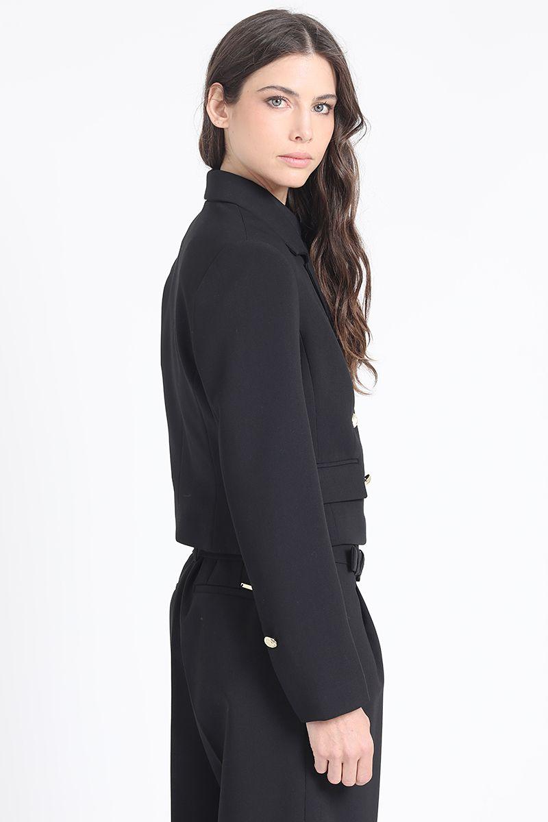 Chaqueta Crop Cruzada,Negro Liola-3