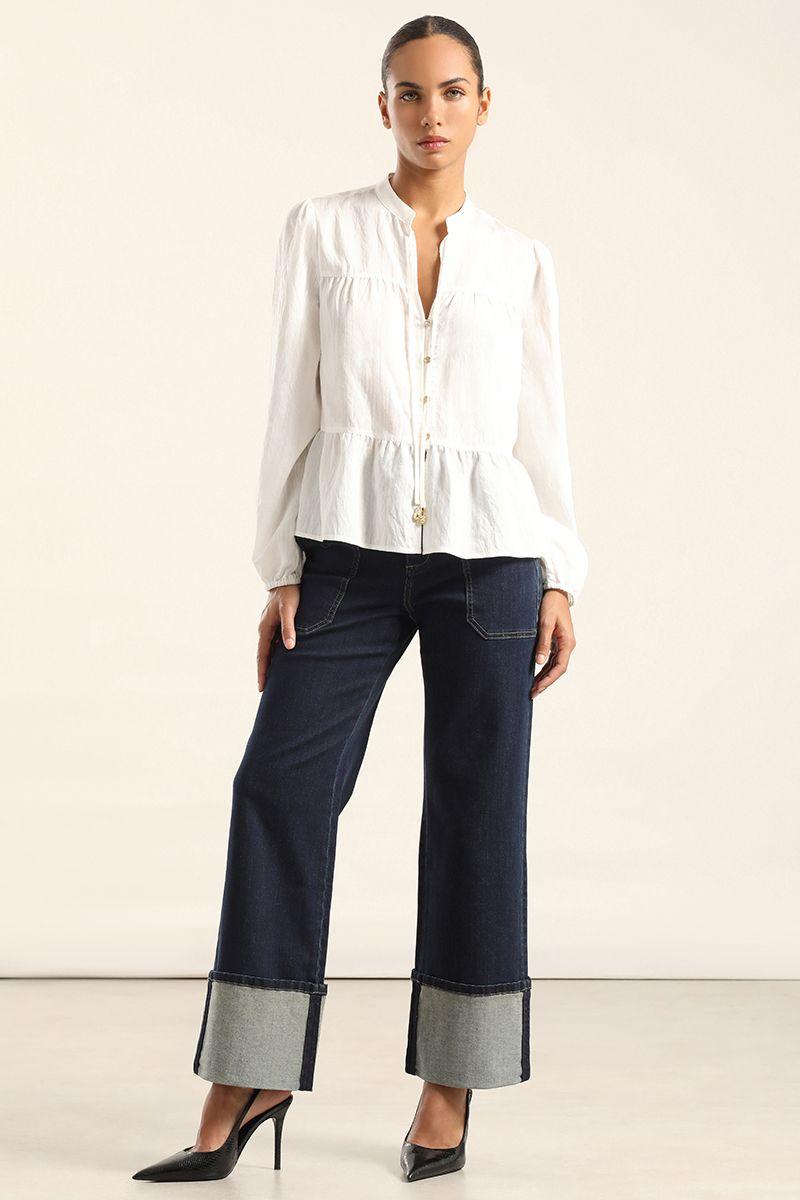 Blusa Romantica Paneles, Crudo Liola-4