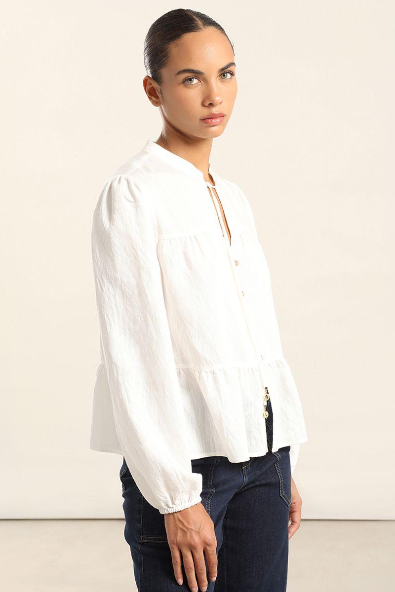 Blusa Romantica Paneles, Crudo Liola-5