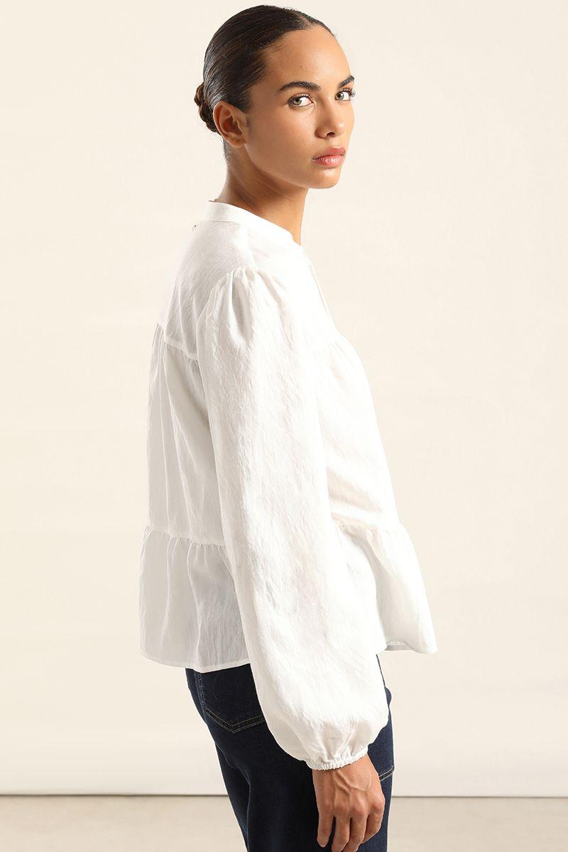 Blusa Romantica Paneles, Crudo Liola-6