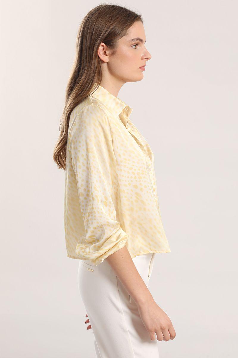 Blusa satin estampado manchas liola mujer amarillo-3
