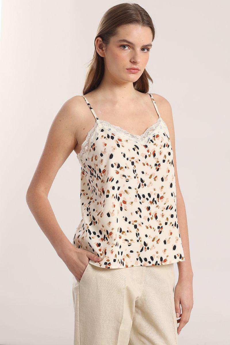 Top lencero estampado pintas Liola mujer crudo-4