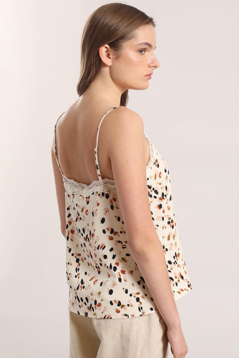 Top lencero estampado pintas Liola mujer crudo-6