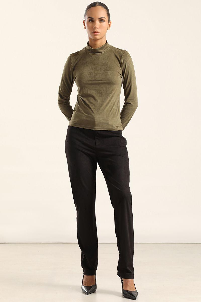 Top basico efecto gamuza, militar Liola-1
