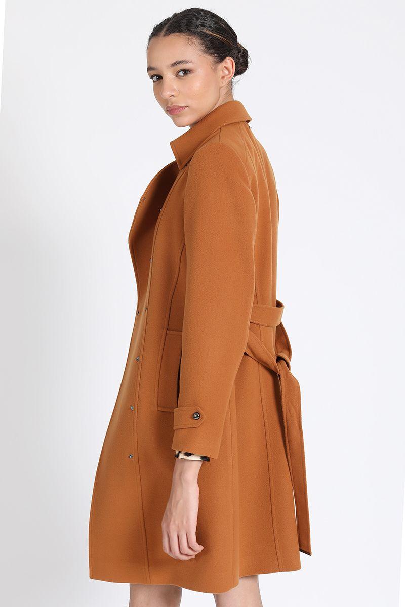 Abrigo Cruzado Con Lazo, Muflon Camel Liola-3