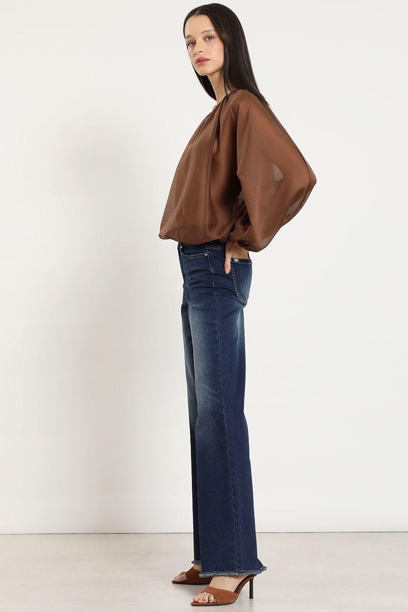 Jeans palazzo, tiro medio, indigo Liola-2