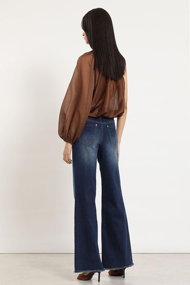 Jeans palazzo, tiro medio, indigo Liola-5