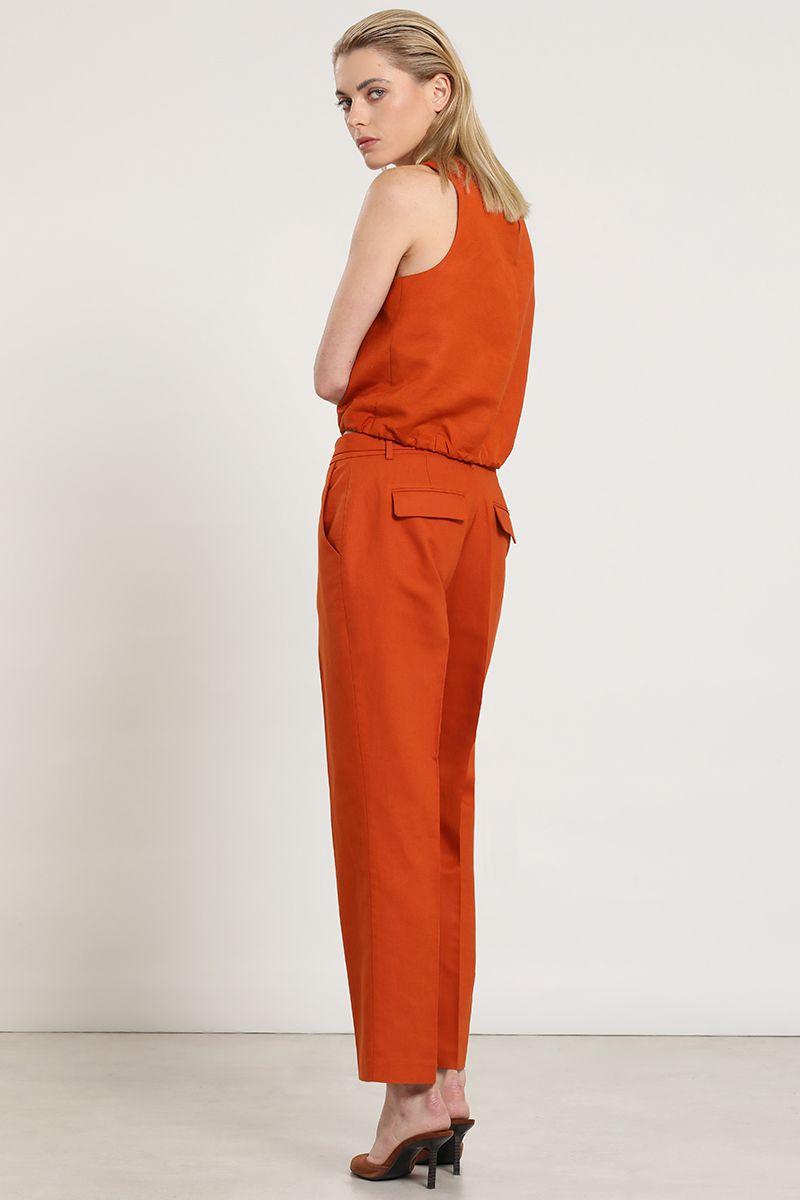 Pantalon sastre lino algodon, oxido Liola-3