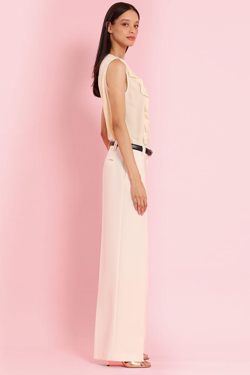 Pantalon ancho, basico, vainilla Liola-5